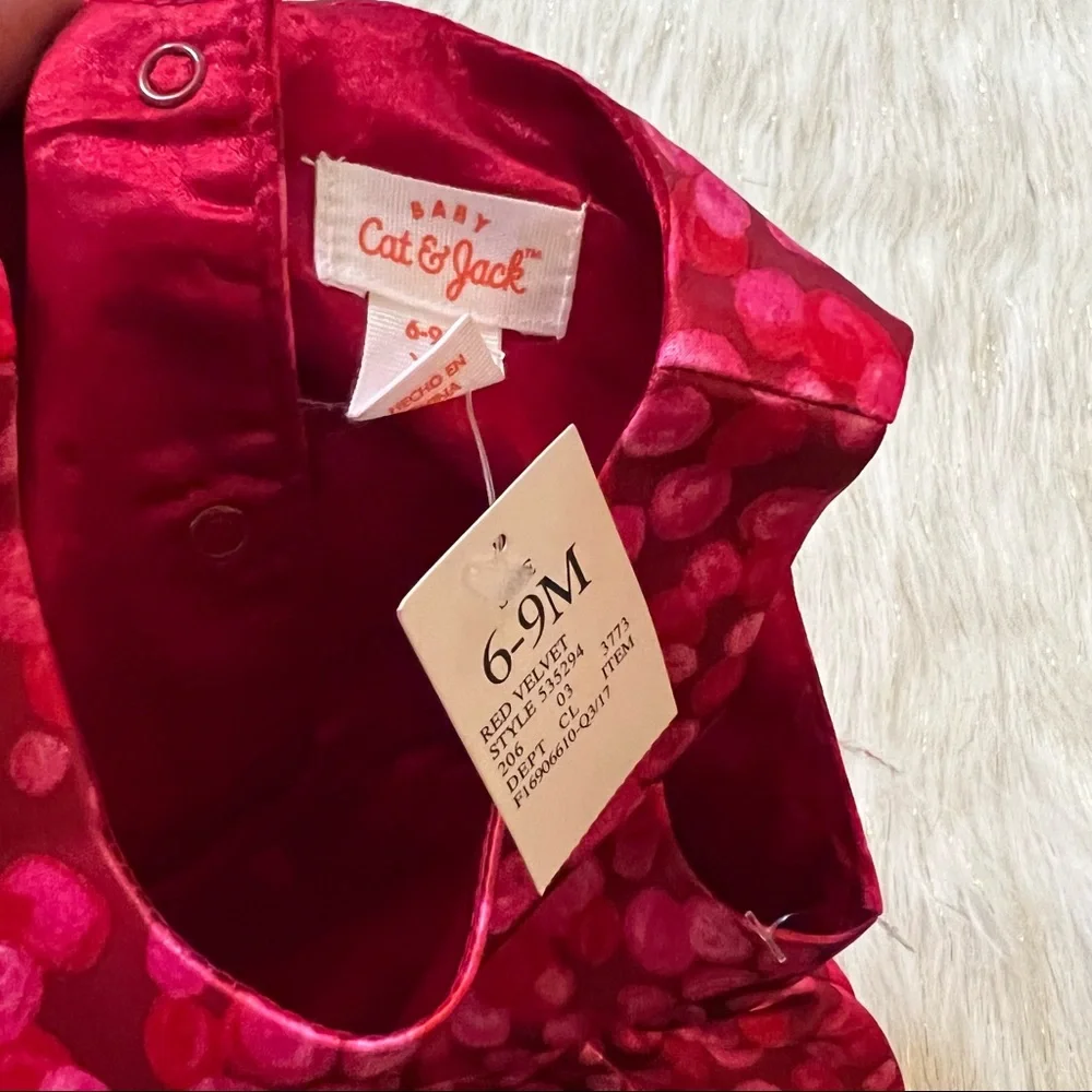 Cat & Jack NWT Children Red Baby Girl Dress and Bottom set kids size 6-9M